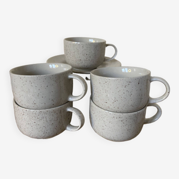 Set of 5 Tulowice Speckled Stoneware Coffee Mugs