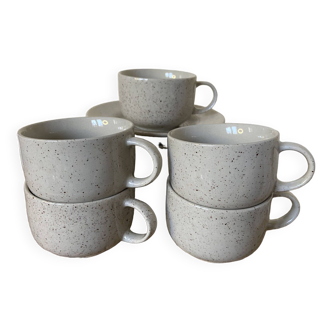 Set of 5 Tulowice Speckled Stoneware Coffee Mugs