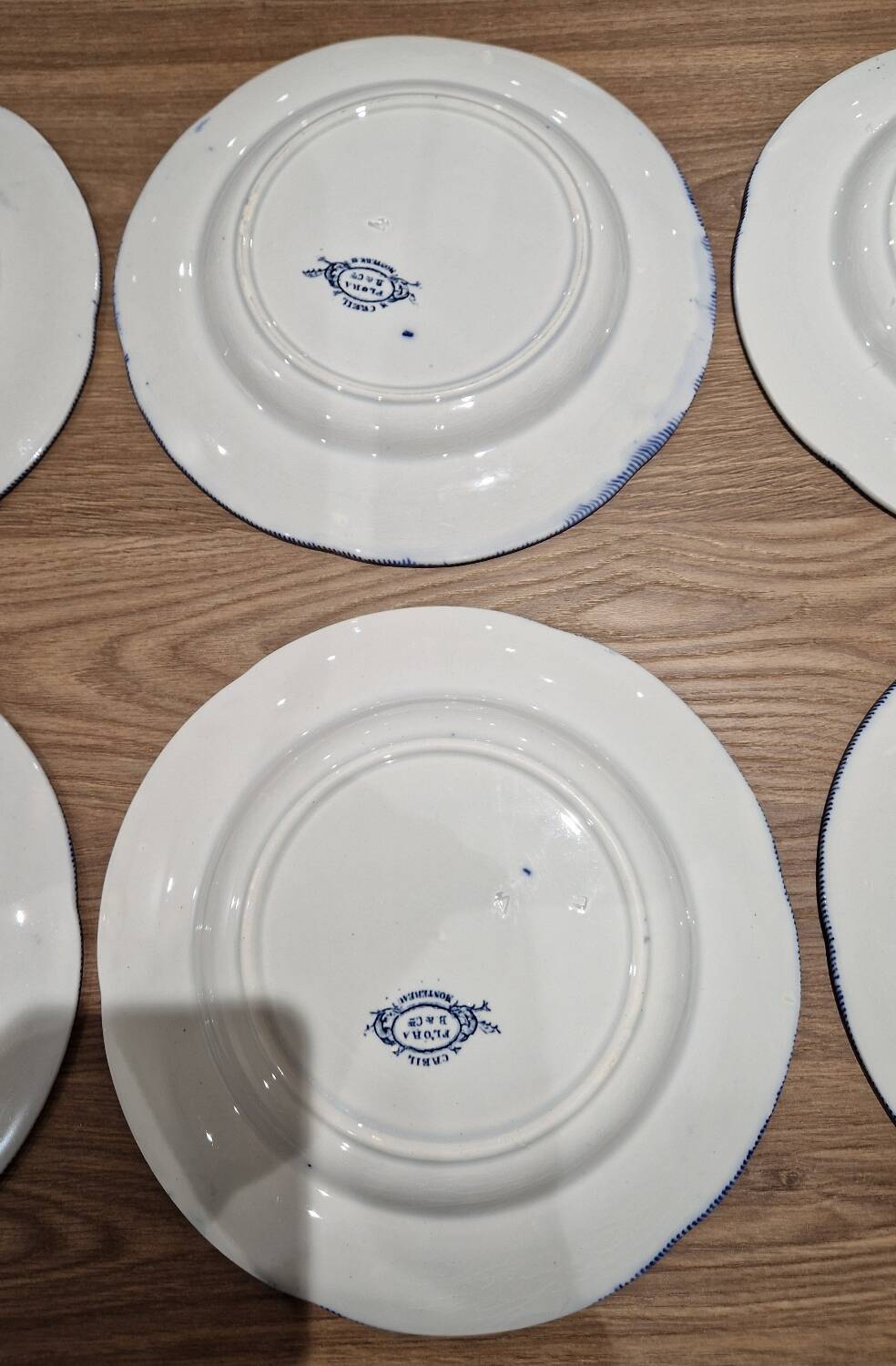 Lot of 6 flat plates Creil Montereau model Flora