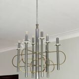 Brass and Chrome Sputnik Chandelier by Sciolari, Italy, 1960s