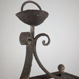 Wrought iron lantern with glass panels, leaf motifs