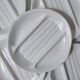 8 plates + 1 asparagus dish, salins earthenware, vintage white pompadour