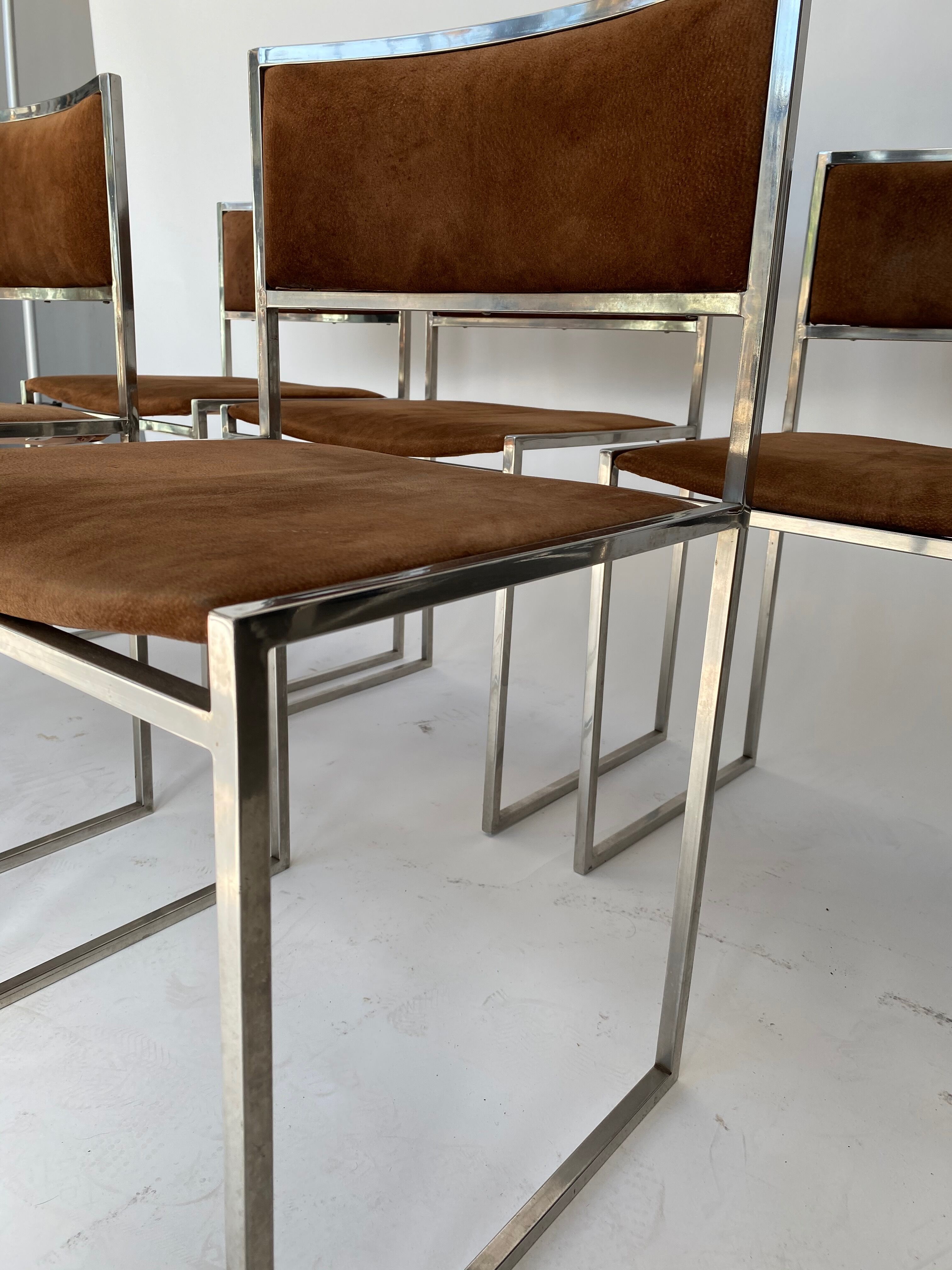 5 chairs in chrome steel and alcantara 1970
