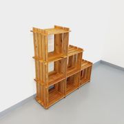 Bookcase vintage pine staircase shelf from the 80s in the style of Maison Regain