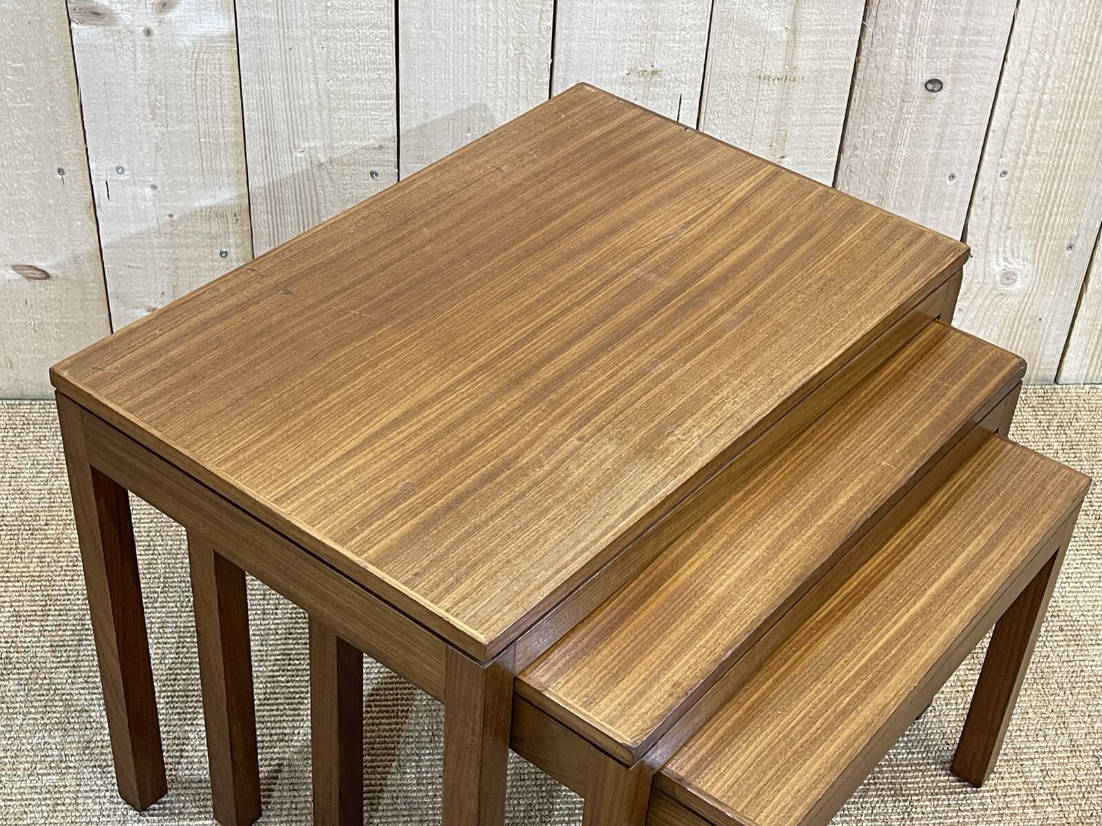 Suite of 3 teak pull-out tables from the 70s
