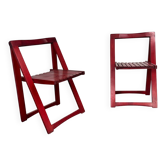 Chaises pliantes rouges italiennes des années 50 par Aldo Jacober pour Bazzani, années 1960, ensemble de 2