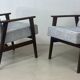 Pair of Henryk Lis 300-190 armchairs, 1970s, heathered grey-blue fabric. Ref: