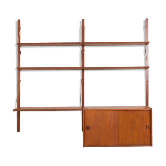 Danish teak wall unit with a desk and sliding doors cabinet