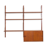 Unité danoise de mur de teck avec un bureau et une armoire coulissante de portes