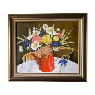 Watering Can with Flowers Painting