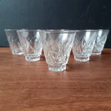 6 vintage VMC Reims France tempered glass liqueur glasses (8 cl capacity)