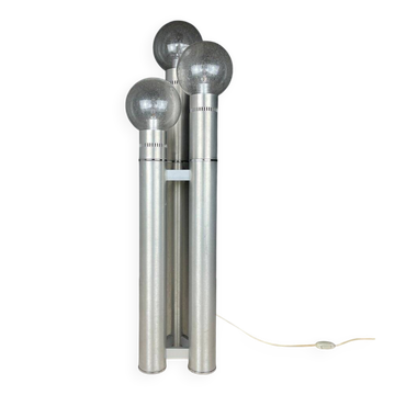 Lampadaire en aluminium brossé, Italie, années 1970