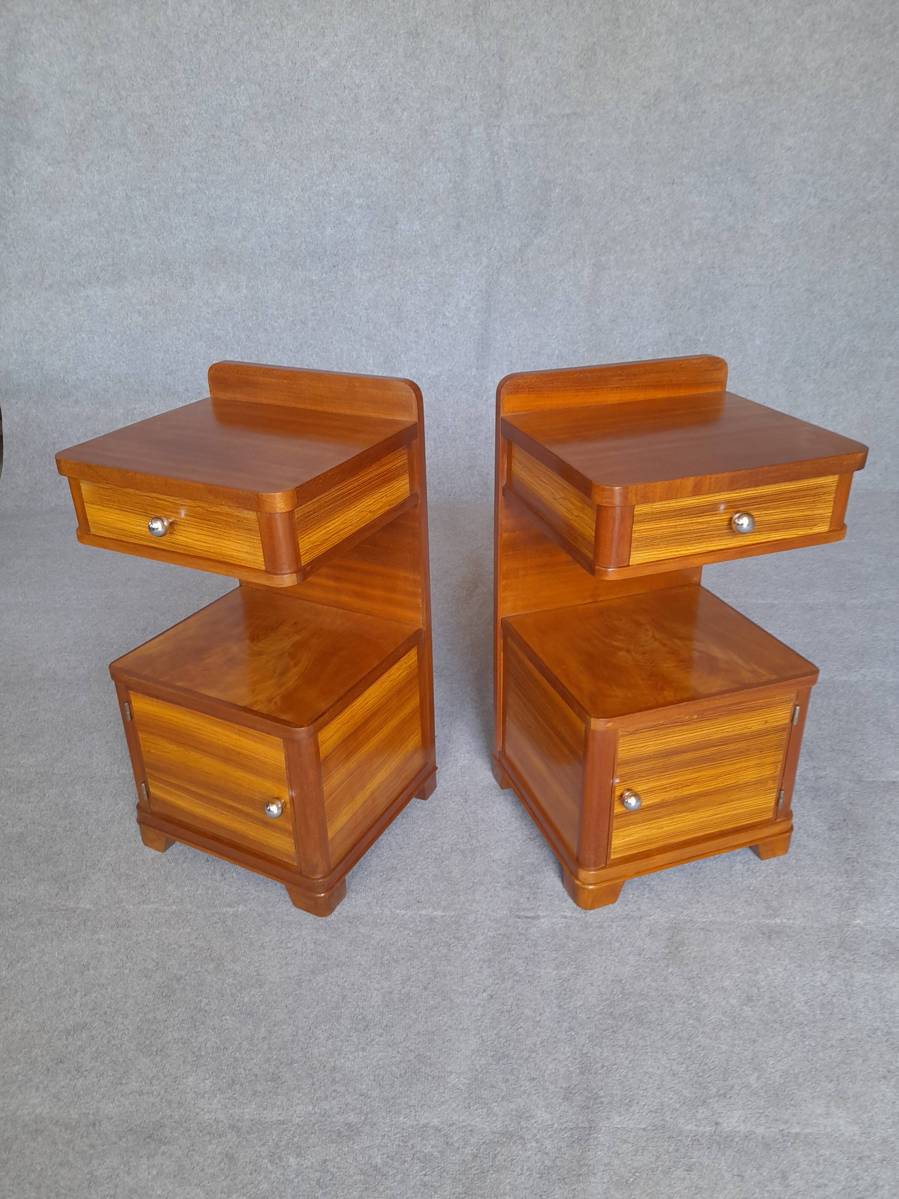Art Deco bedside tables in pairs