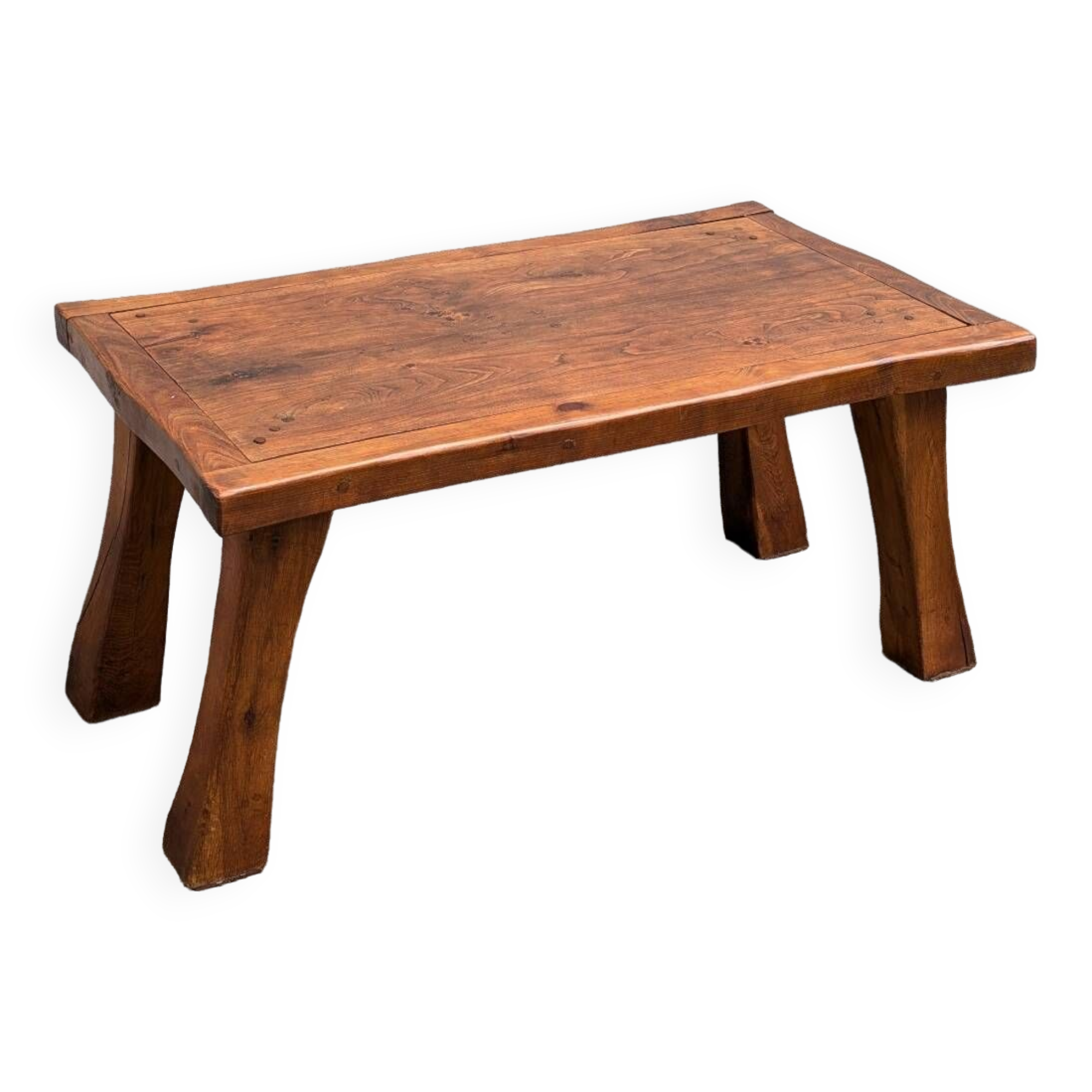 Brutalist solid wood coffee table, vintage