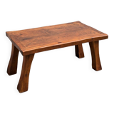 Brutalist solid wood coffee table, vintage