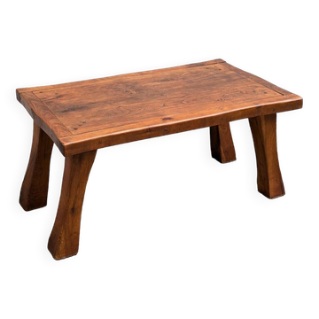 Brutalist solid wood coffee table, vintage