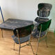 4 chairs and marble effect Formica coffee table
