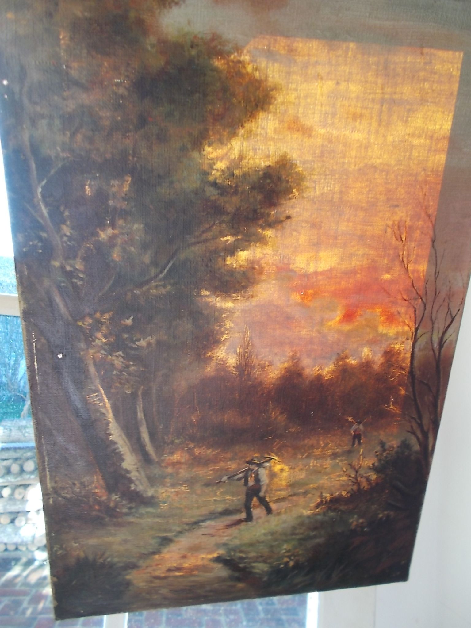 Pair of antique paintings "landscape oil on canvas"