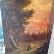 Pair of antique paintings "landscape oil on canvas"