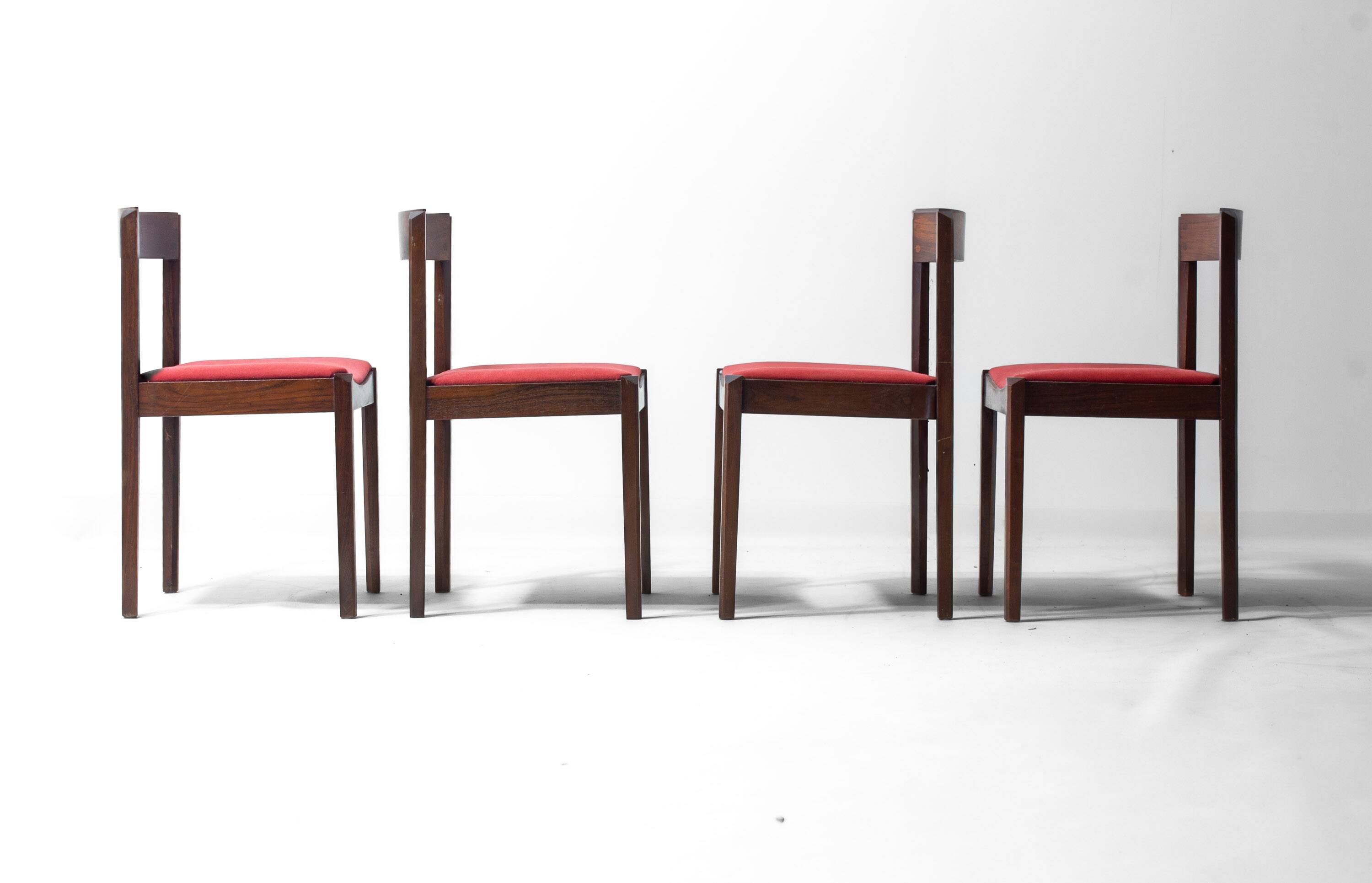 Set of 4 Dino Cavalli dining chairs in rosewood