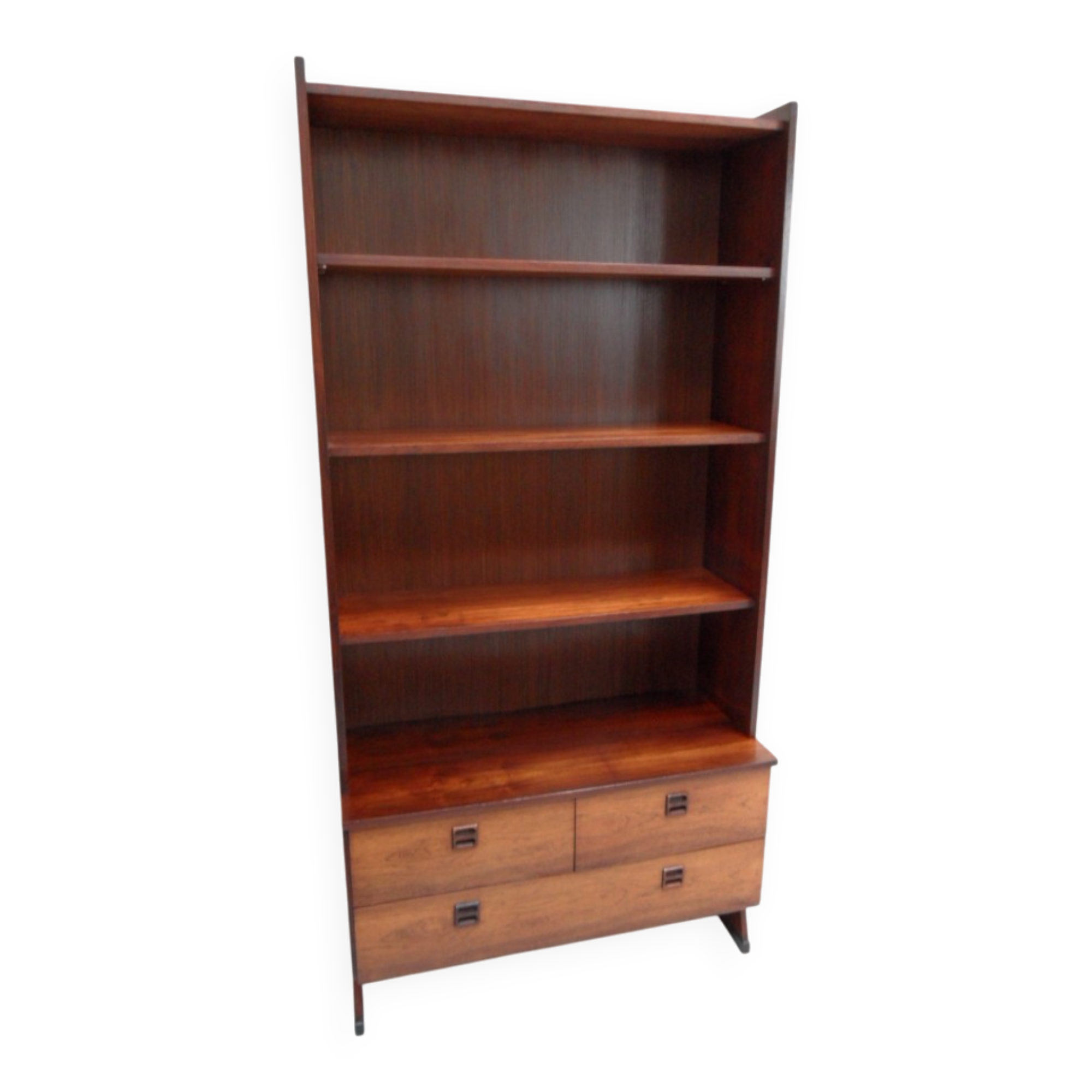 Bibliothèque ouverte de milieu de siècle avec tiroirs