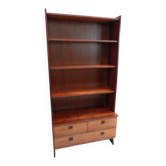 Mid century open bookcase with drawers