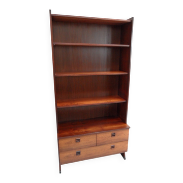 Mid century open bookcase with drawers