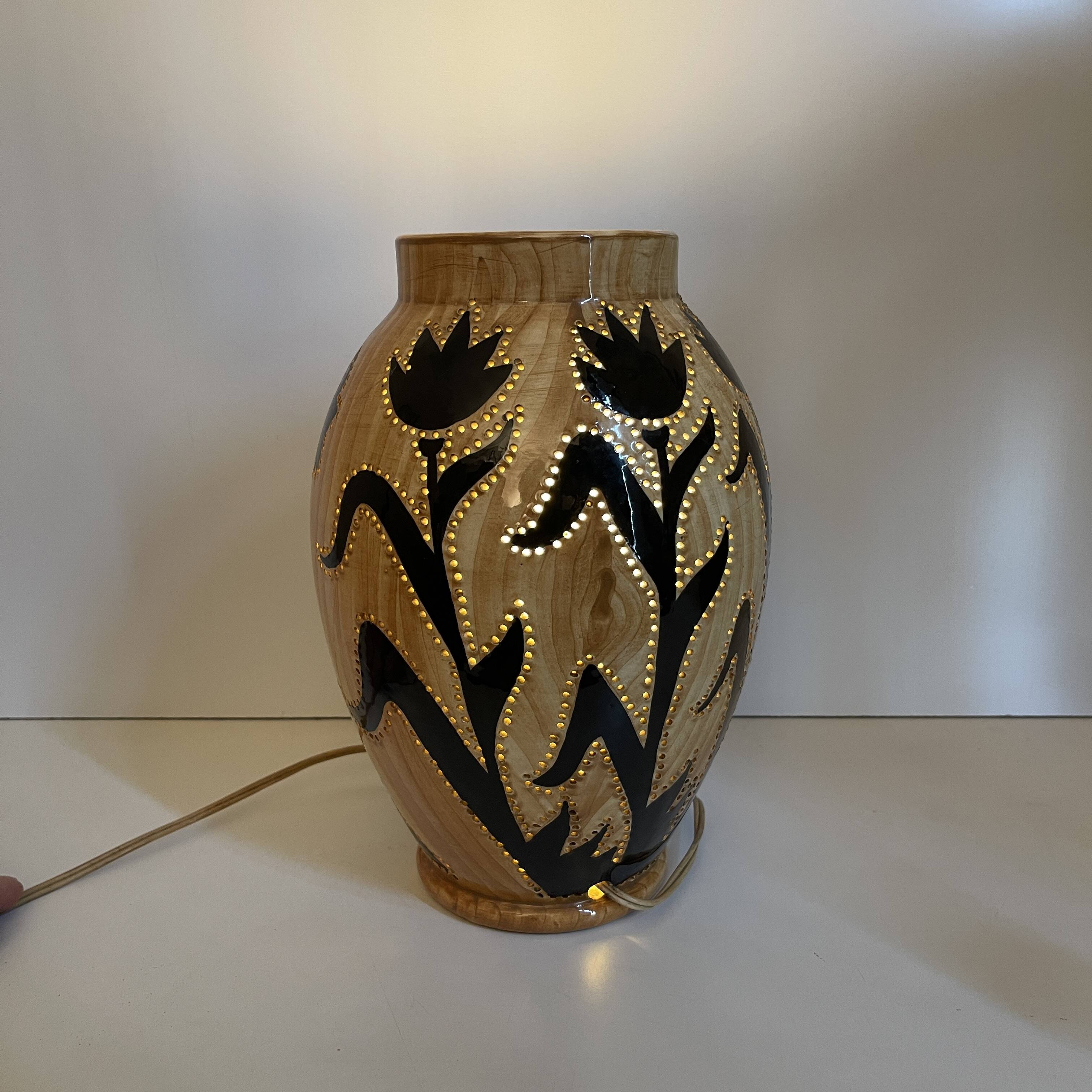 Ceramic tea light lamp, grandjean jourdan for vallauris