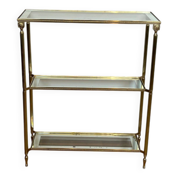 Console with Three Brass Shelves and Beaded Frieze. Glass Edged. Work