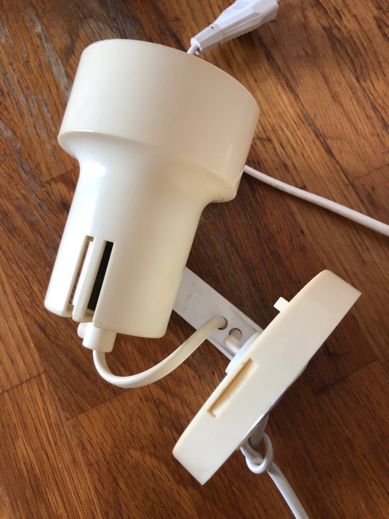 Vintage spotlight, off-white, ABS plastic, 70s