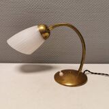 Beautiful table lamp, estimated from the 1950-60s. Made of metal, brass and glass.