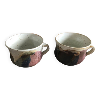 Colorful stoneware mugs