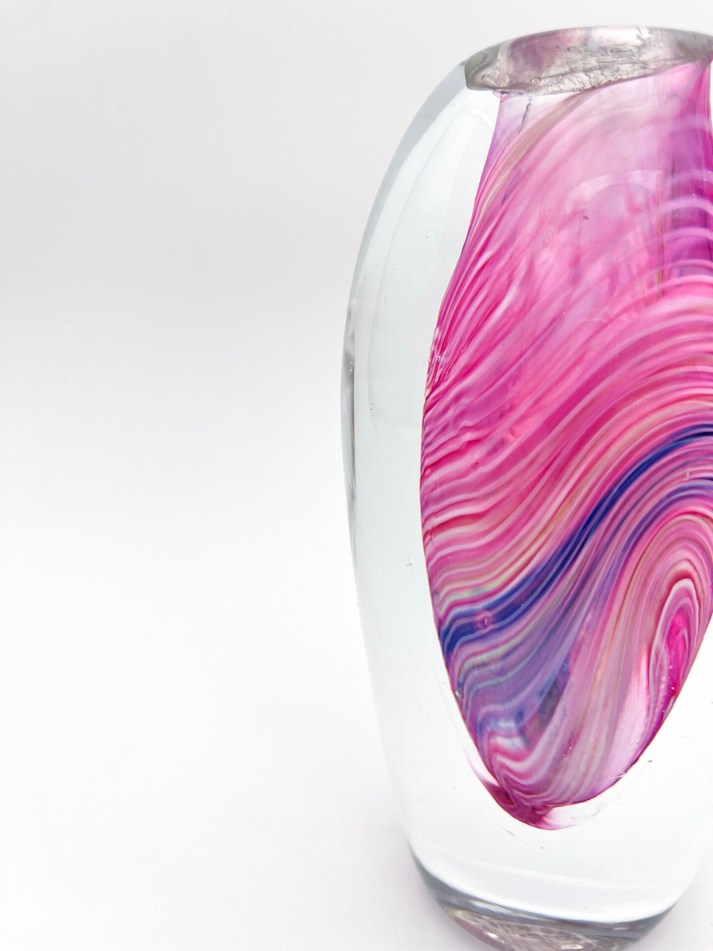 Vase Art Glass Signed B. Dubourg Limited Edition Blown Glass Sommerso