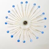 Suspension style Murano en cristal de Bohême et pampilles bleues