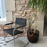 Chrome and black leather armchair type B34