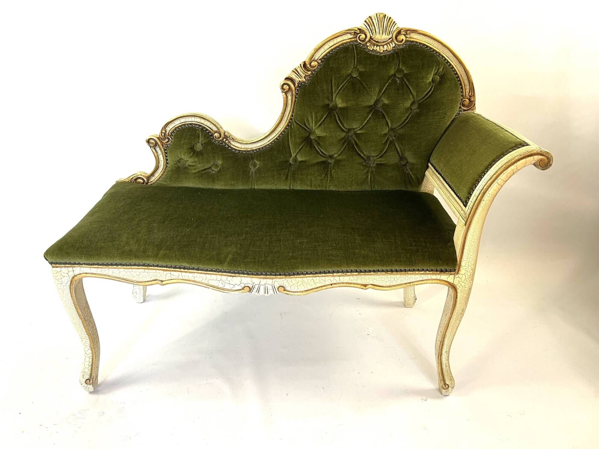 Venetian baroque armchair in green velvet – 1960s/70s