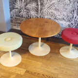 Coffee table and two tulip foot stools
