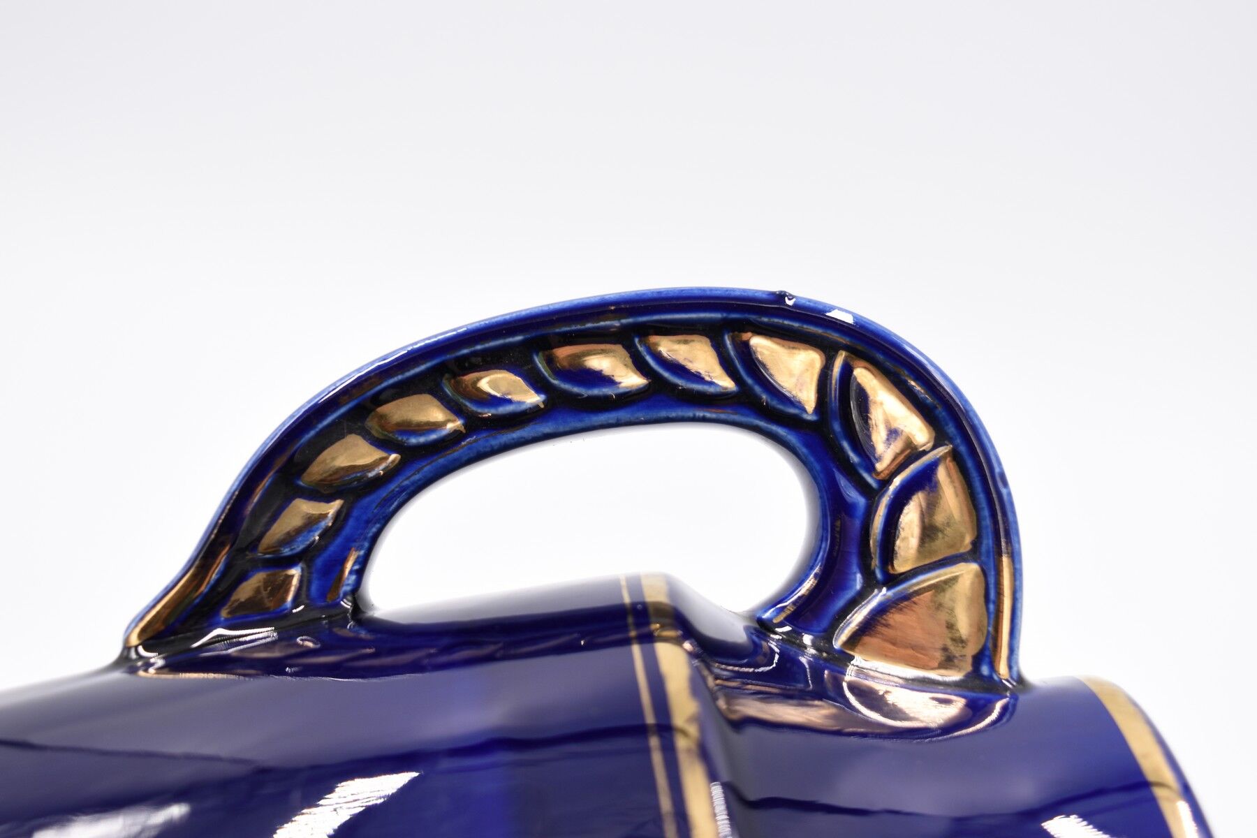 Large ceramic art deco vase by Odyv blue sèvres