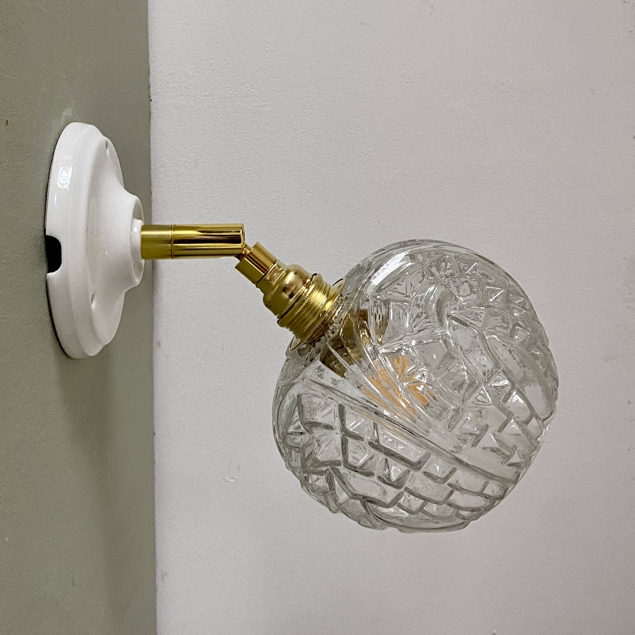 Vintage moulded glass globe wall light