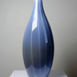 Vintage pear-shaped vase in smoked glass, lined with opaline, Murano bubble glass.