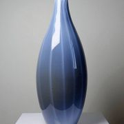 Vintage pear-shaped vase in smoked glass, lined with opaline, Murano bubble glass.