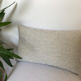 Coussin bi face blanc tressé noir bleu marine