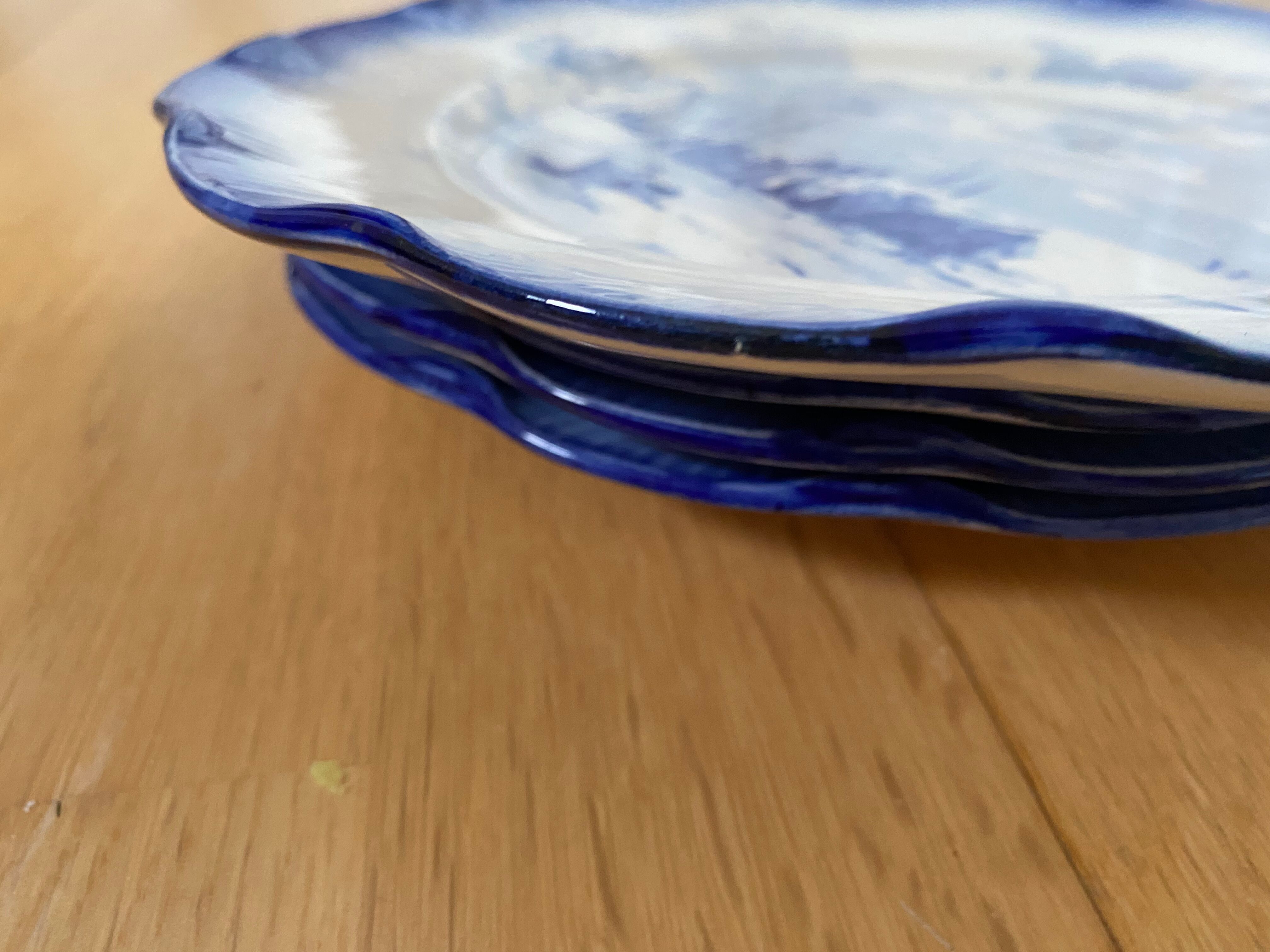 Set of 4 dessert plates Sarreguemines model "Marines"