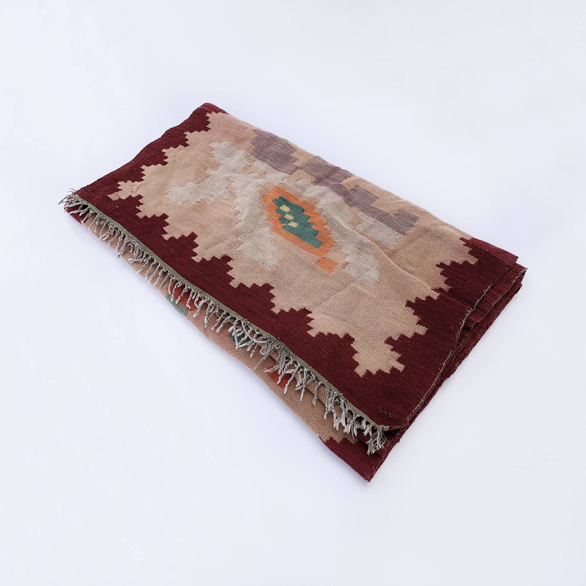 Long Wool Roses Runner Rug 1960s Vintage