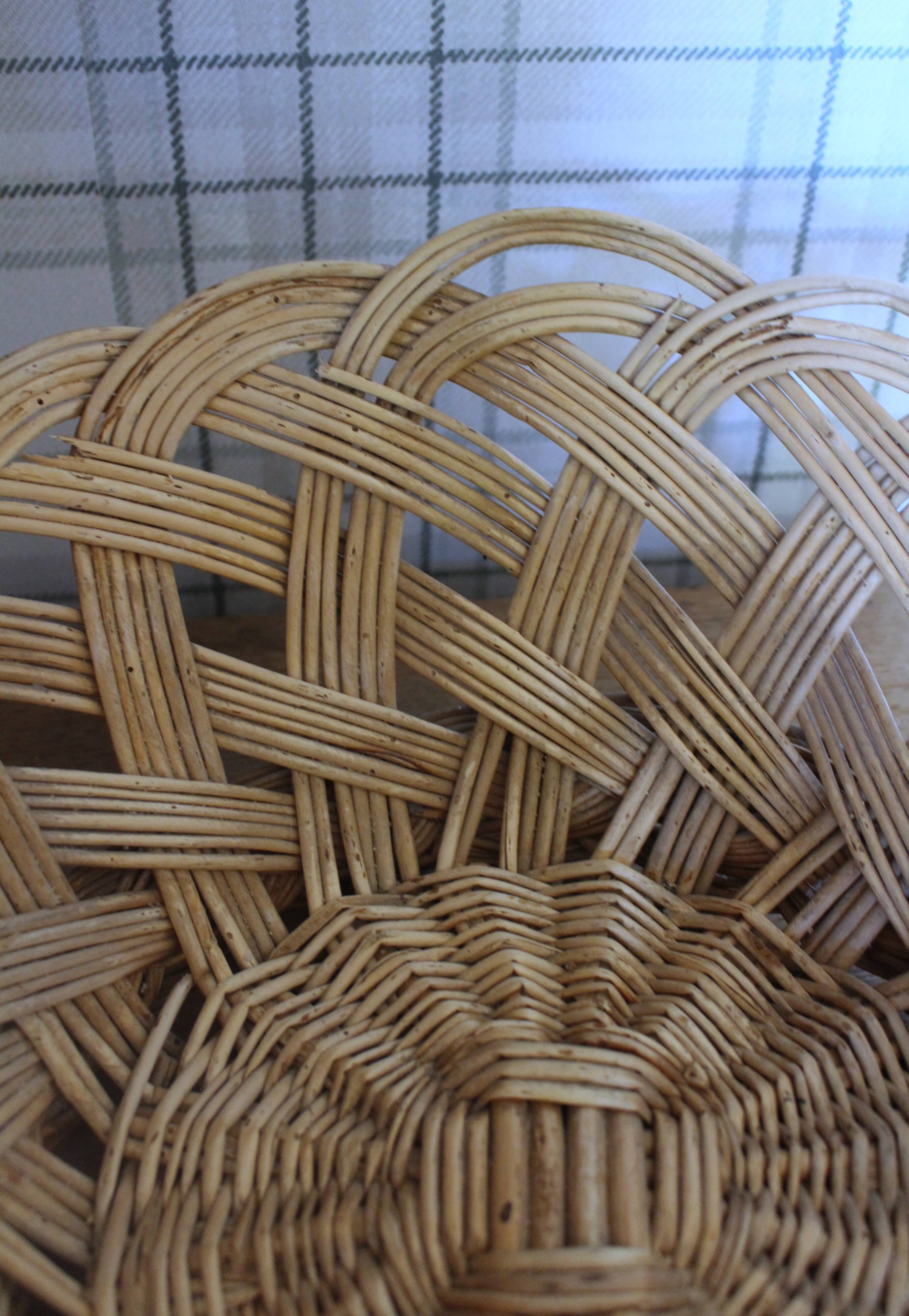 Large vintage woven wicker basket