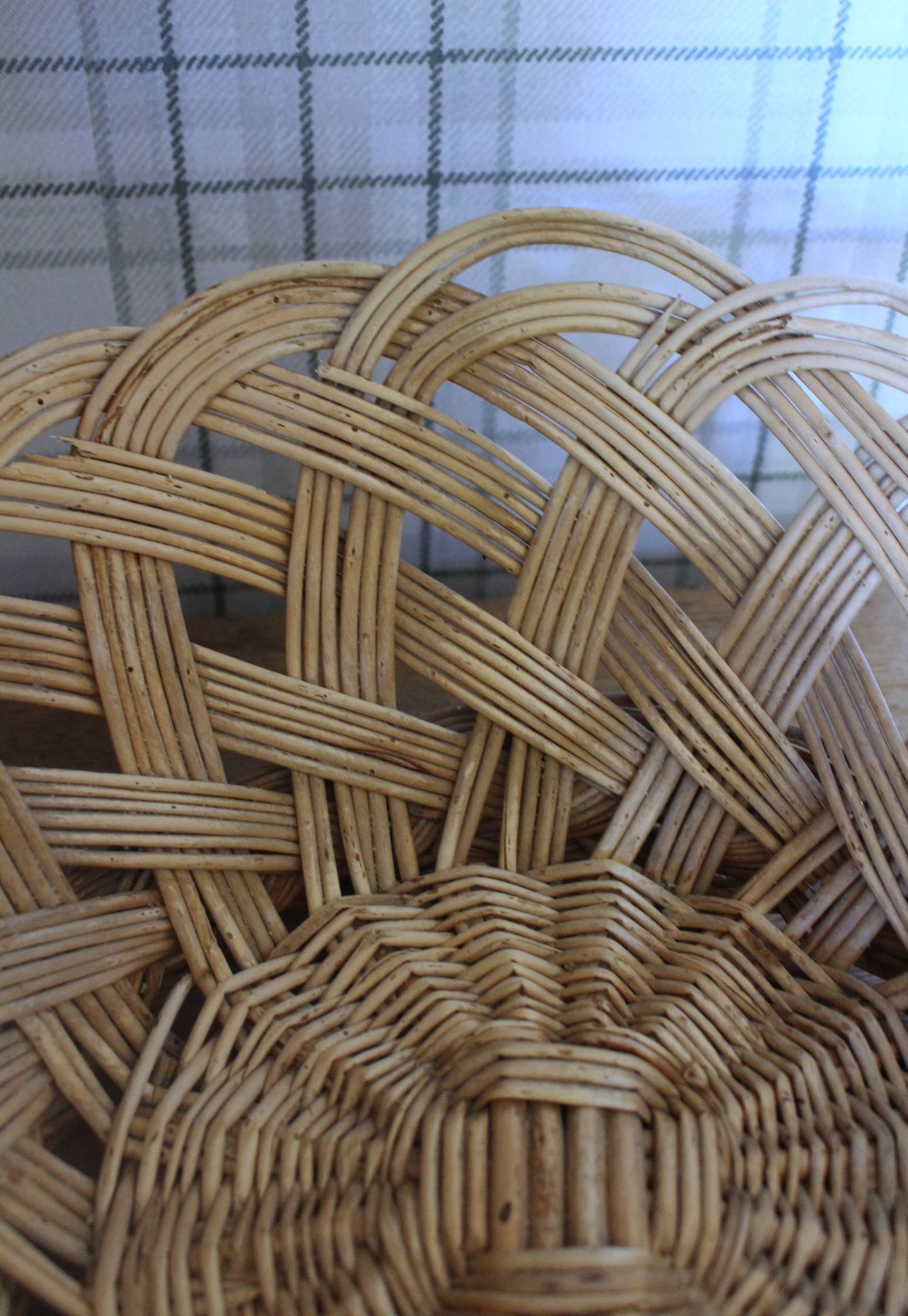 Large vintage woven wicker basket