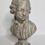 Bust of a young aristocrat in reconstructed stone, old stone patina, 32 cm