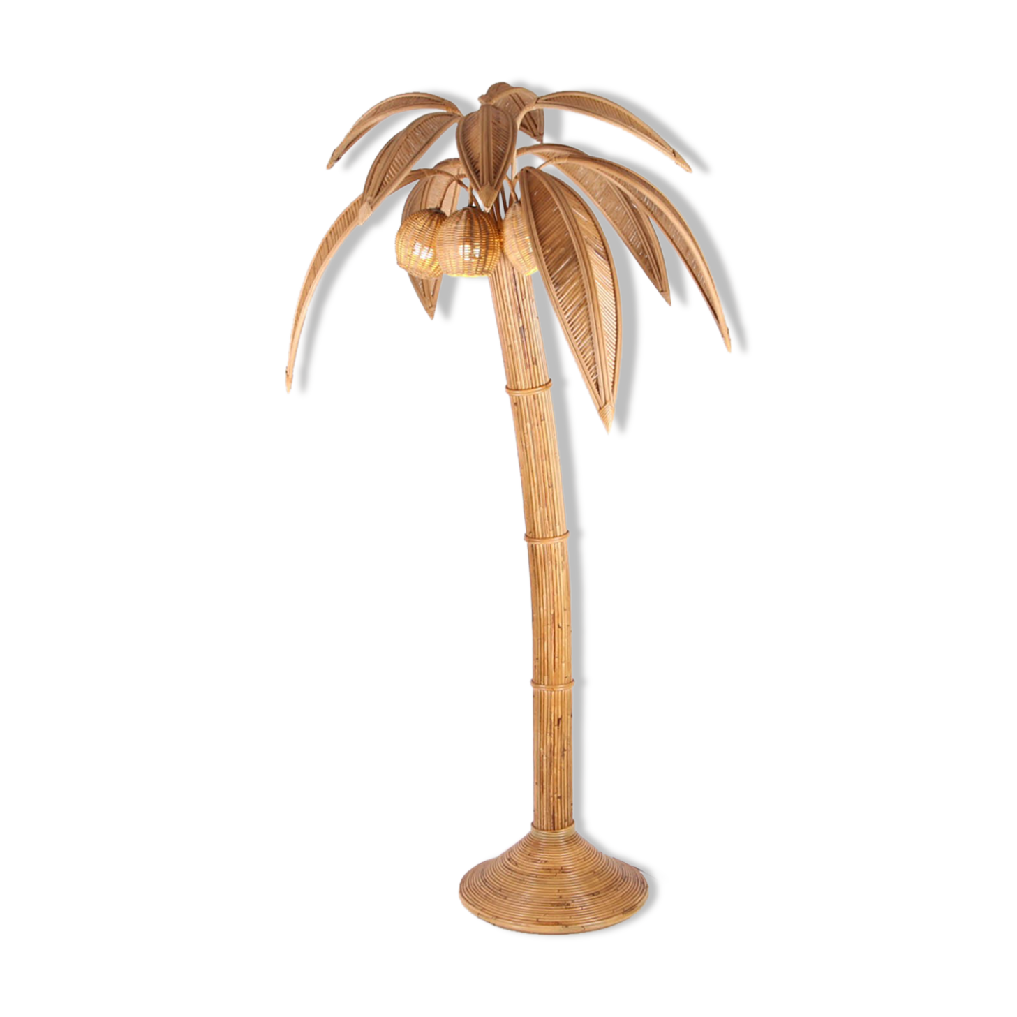 Rattan coconut floor lamp