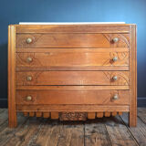 Art Deco commode, vintage antique piece with marble top.