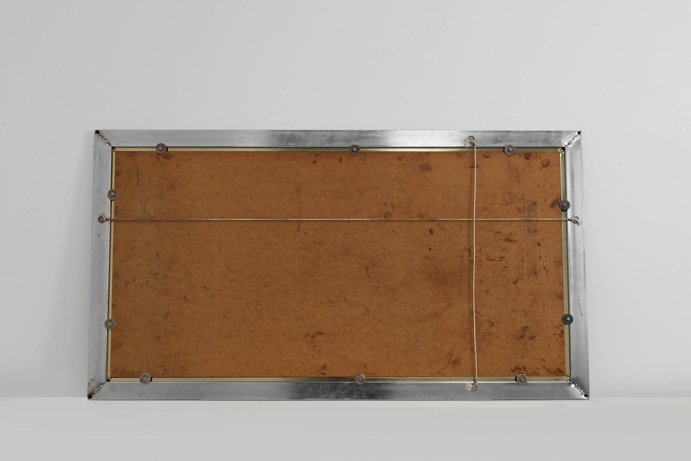 Large Mid-Century Belgo Chrome Mirror in Metal and Fumé Glass, Belgium 1980